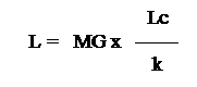 Text Box: 	                Lc          
   L =   MG x   —— 
	                 k
