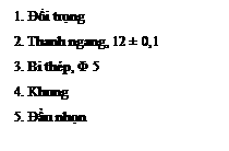 Text Box: 1. Đối trọng
2. Thanh ngang, 12 ± 0,1
3. Bi thép, Φ 5
4. Khung
5. Đầu nhọn 
 
