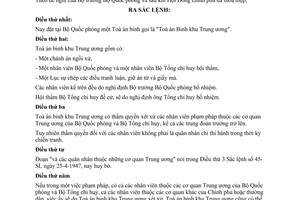 Sắc lệnh 59/SL đặt "Toà án binh trung ương"