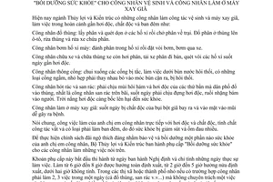 Thông tư liên bộ 28-TT-TLKT bồi dưỡng sức khỏe công nhân vệ sinh máy xay giã