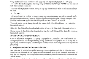 Thông tư 1450-BYT-TT đổi tên Xưởng Bào chế trung ương