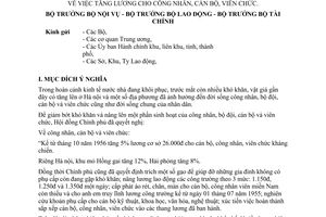 Thông tư liện tịch 21-TT-LB tăng lương công nhân cán bộ viên chức