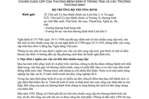 Thông tư 64-TB-QG quy định tiêu chuẩn cung cấp thương bệnh binh trong trại trường thương binh hướng dẫn Nghị định 157-NĐ