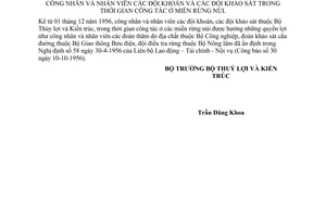 Thông tư 30-TT-TLKT phụ cấp nhân viên đội khoán khảo sát thời gian công tác miền rừng núi