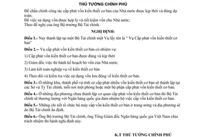 Nghị định 1163-TTg thành lập lại Bộ Tài chính vụ cấp phát vốn kiến thiết cơ bản