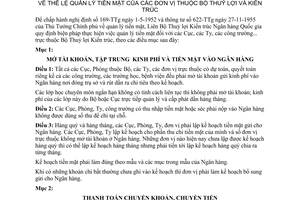 Thông tư 07-TT-LB thể lệ quản lý tiền mặt đơn vị thuộc Bộ Thuỷ lợi Kiến trúc