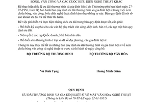 Thông tư 70-TT-LB ưu đãi thương binh gia đình liệt sĩ xem chiếu bóng, văn công biểu diễn nghệ thuật