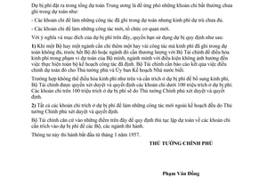 Thông tư 42-TTg sử dụng dự bị phí tổng dự toán Trung ương