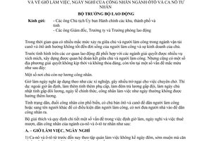 Thông tư 05-LĐ/TT giải thích lao động thuê mượn dãn công nhân giờ làm việc ngày nghỉ công nhân ngành ôtô ca nô tư nhân