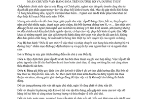 Thông tư 01-TT giải thích hướng dẫn bản điều lệ tạm thời thuê nhận chuyển vận hàng hóa đường bộ đường thủy