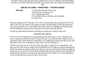 Thông tư 10-LB-TC-NH-TN cung cấp gạo ăn hàng tháng tất cả người hưởng lương Nhà nước hoặc phụ cấp, trợ cấp sinh hoạt phí