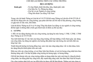 Thông tư 582-LĐ/TT chế độ lao động công trường giải thích Thông tư 19-TT/LB