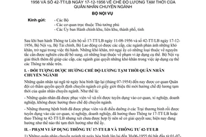 Thông tư 1850-PL chế độ lương tạm thời quân nhân chuyển ngành hướng dẫn Thông tư Liên bộ 17-TT/LB