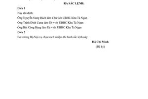 Sắc lệnh 14/SL chỉ định vị UBHC khu Tả ngạn