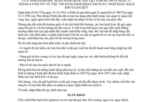 Thông tư 140/VP Nghị định cấm xuất nhập khẩu bạch kim đá quý