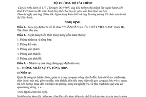 Nghị định 232-NĐ-TC-TCCB quy định chi tiết tổ chức Ngân hàng kiến thiết Việt Namh