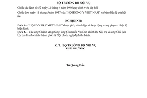 Nghị định 399-NV-DC-NĐ cho phép Hội Đông y Việt Nam thành lập