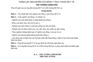 Nghị định 238-TTg thành lập Viện nghiên cứu đông y trực thuộc Bộ Y tế