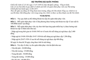 Nghị định 111-NĐ Quy định cụ thể những khoản trợ cấp cho quân nhân phục viên