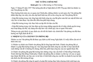 Thông tư 274-TTg tổ chức Văn phòng Bộ