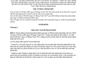 Nghị định 301-TTg hướng dẫn thi hành Luật bảo đảm quyền tự do thân thể và quyền bất khả xâm phạm nhà ở, đồ vật, thư tín của nhân dân