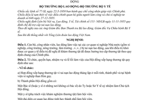 Nghị định 73-LB/NĐ quy định việc thành lập Hội đồng xếp hạng thương tật vì tai nạn lao động