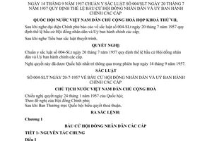 Sắc luật 004/SLT bầu cử Hội đồng nhân dân Uỷ ban hành chính cấp