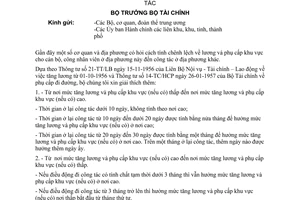 Thông tư 795-TC/HCP cách tính chênh lệch lương phụ cấp cán bộ đi công tác