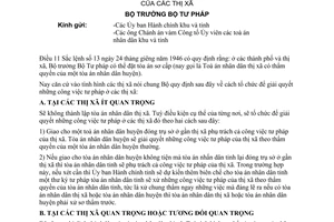 Thông tư 2800-HCTP tổ chức bộ máy tư pháp giải quyết công việc tư pháp thị xã