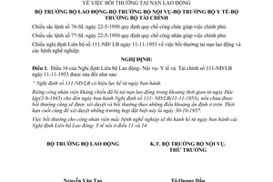 Nghị định 78-ND/LB  bồi thường tai nạn lao động