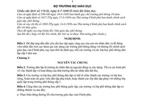 Nghị định 744-NĐ ấn định quy chế các trường và các lớp học phổ thông dân lập cấp 1