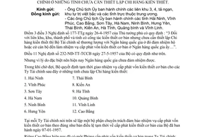 Thông tư 22-TC/TT giao nhiệm vụ cấp phát vốn Kiến thiết cơ bản Ty Tài chính tỉnh chưa cần lập Chi hàng kiến thiết
