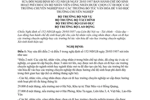 Nghị định 522-NV/LB chế độ sinh hoạt phí đễ sửa đổi Nghị định 152-NĐ/LB