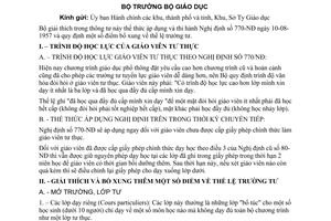 Thông tư 1765-PT/KH trình độ học lực giáo viên tư thục bổ sung thể lệ trường tư