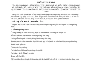 Thông tư liên bộ 18-TT/LB quy định chi tiết quyền lợi dân công Điều lệ số 339-TTg