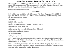 Nghị định 2-NĐ/LB quy định thêm lâm sản phụ phải trả tiền bán