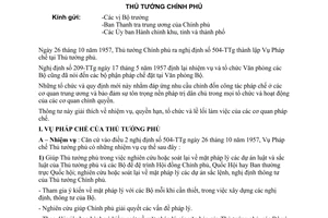 Thông tư 506-TTg tổ chức cơ quan pháp chế