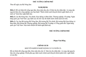 Nghị định 517-TTg mười chính sách khuyến khích nghề đánh cá và nuôi cá