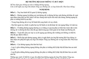 Nghị định 304-NĐ thể lệ quản lý đường ngang