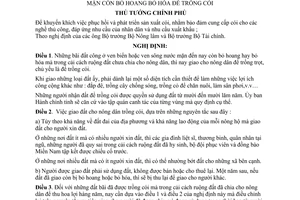 Nghị định 462-TTg quy định việc sử dụng những đất công ở ven biển hoặc ven sông nước mặn còn bỏ hoang bỏ hóa để trồng cói