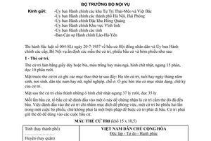 Thông tư 32-TC/TT ấn định mẫu thẻ cử tri, phiếu bầu cử hòm phiếu