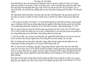 Thông tư 1126/TTLT giải quyết quyền lợi anh em Cảnh vệ miền Nam tập kết phục viên chuyển ngành