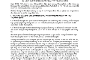 Thông tư 01-TT/TKV chế độ miễn bưu phí thư quân nhân thương binh giải thích Nghị định 403-NĐ/LB