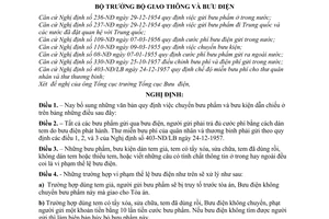 Nghị định 12-NĐ bổ sung những văn bản quy định việc chuyển bưu phẩm và bưu kiện
