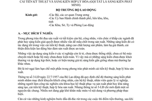 Thông tư 04-LĐTT tạm thời quy định hướng dẫn chế độ thưởng phát minh cải tiến kỹ thuật sáng kiến hợp lý hóa (gọi tắt là sáng kiến)