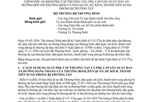 Thông tư 84-TB/TB4 phụ cấp thương tật sản xuất an dưỡng thương binh dân quân du kích thanh niên xung phong bị thương tật hướng dẫn Nghị định 131-TTg