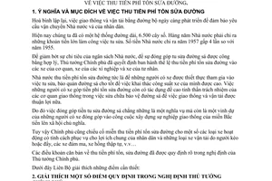 Thông tư liên tịch 05-TT/LB thu tiền phí tổn sửa đường