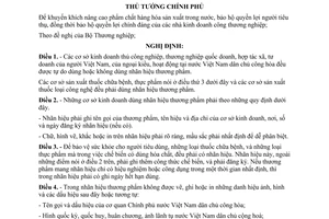 Nghị định 175-TTg quy định thể lệ dùng nhãn hiệu thương phẩm