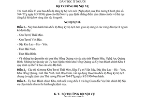Nghị định 106-NV bản điều lệ đăng ký hộ tịch đơn giản áp dụng ở các vùng dân tộc ít người