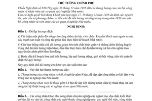 Nghị định 182-TTg quy định chế độ lương cho khu vực sản xuất